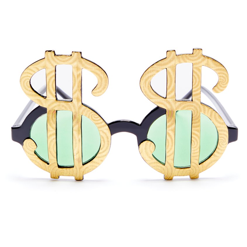 Dollar Sign Glasses - Festival Glasses front