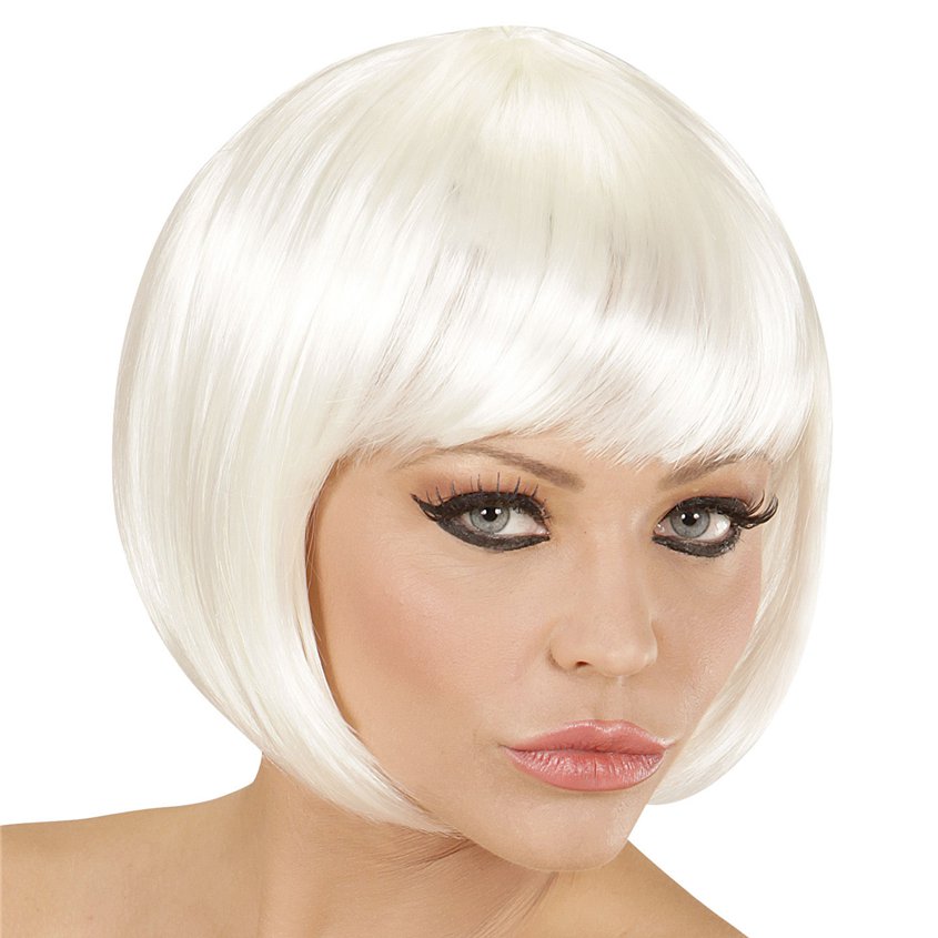 White Bob Wig - Womens  Fancy Dress Accessories front