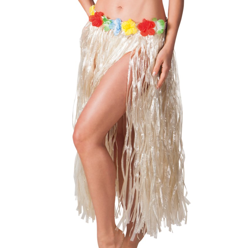 Natural Long Hawaiian Grass Skirt - Summer Fancy Dress Accessories front