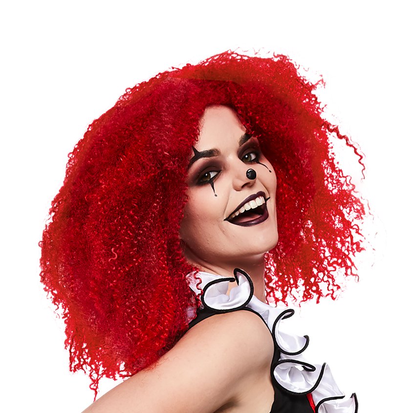 Crimped Clown Wig - Women's Red Halloween Wig pla