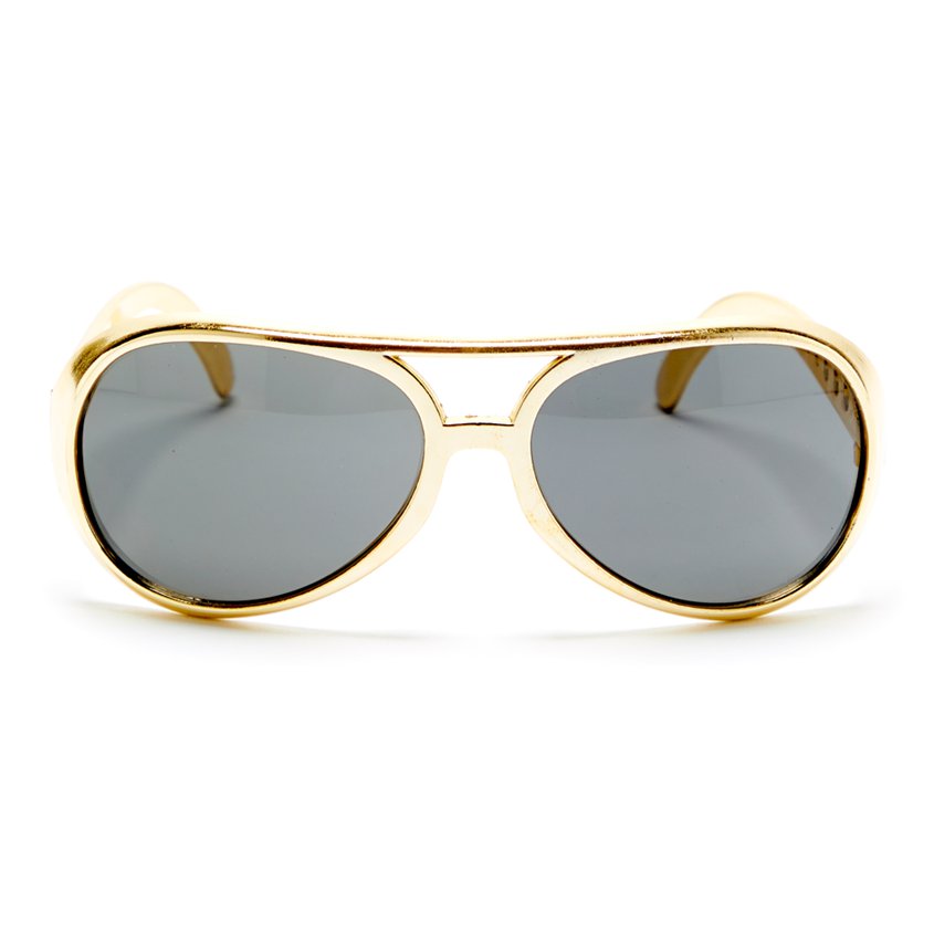 Gold Elvis Glasses - Mens Fancy Dress Accessory front