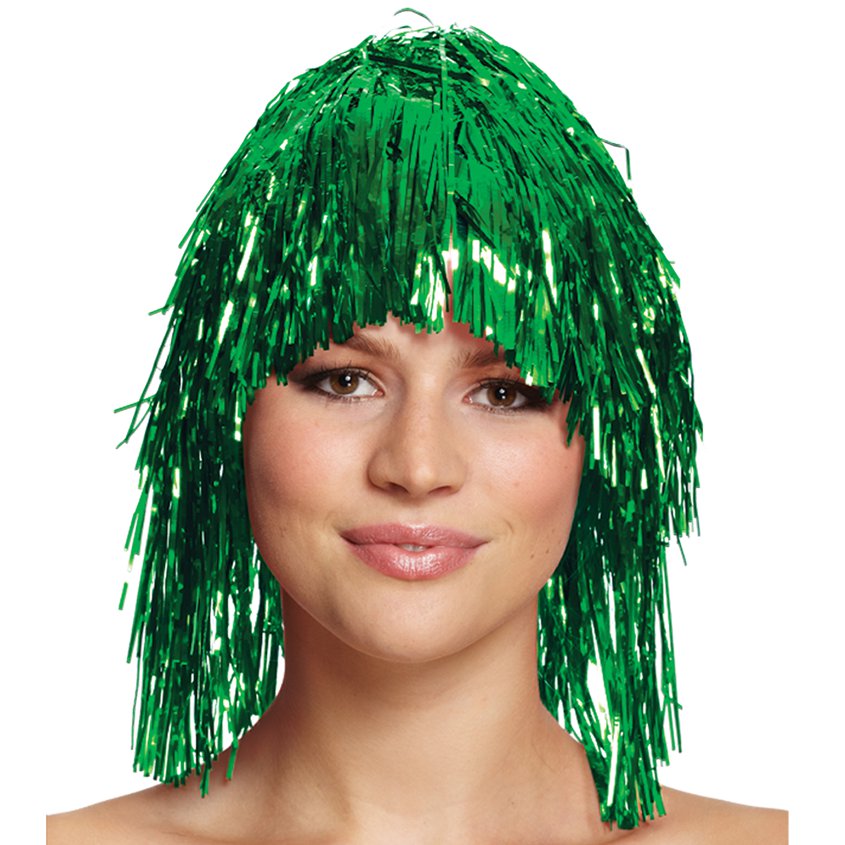 Green Tinsel Wig - Fancy Dress Accessories front