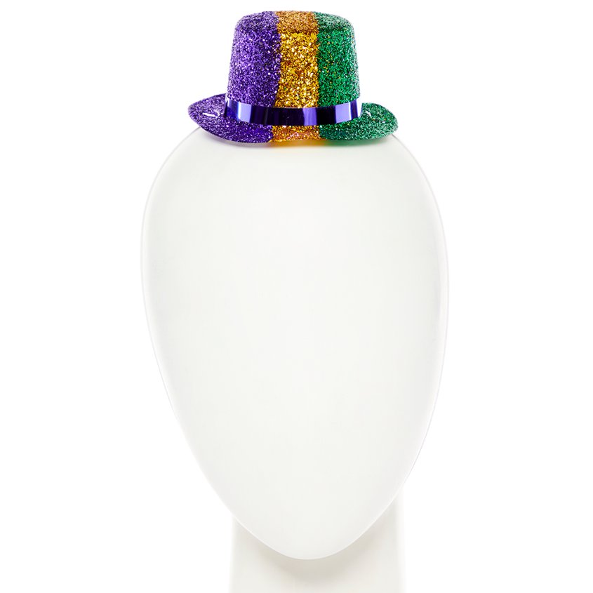 Mardi Gras Mini Glitter Hat - Fancy Dress Accessory front