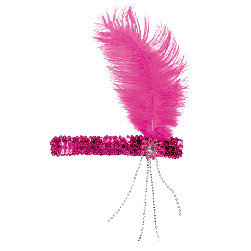 Pink Flapper Headband - Women's 20's Fancy Dress Costume Accessories pla