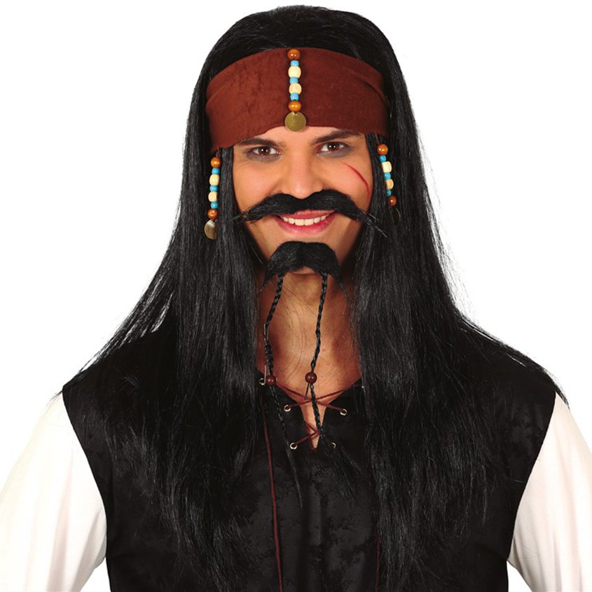 Pirate Wig Kit - Adults Pirate Fancy Dress Accessories front