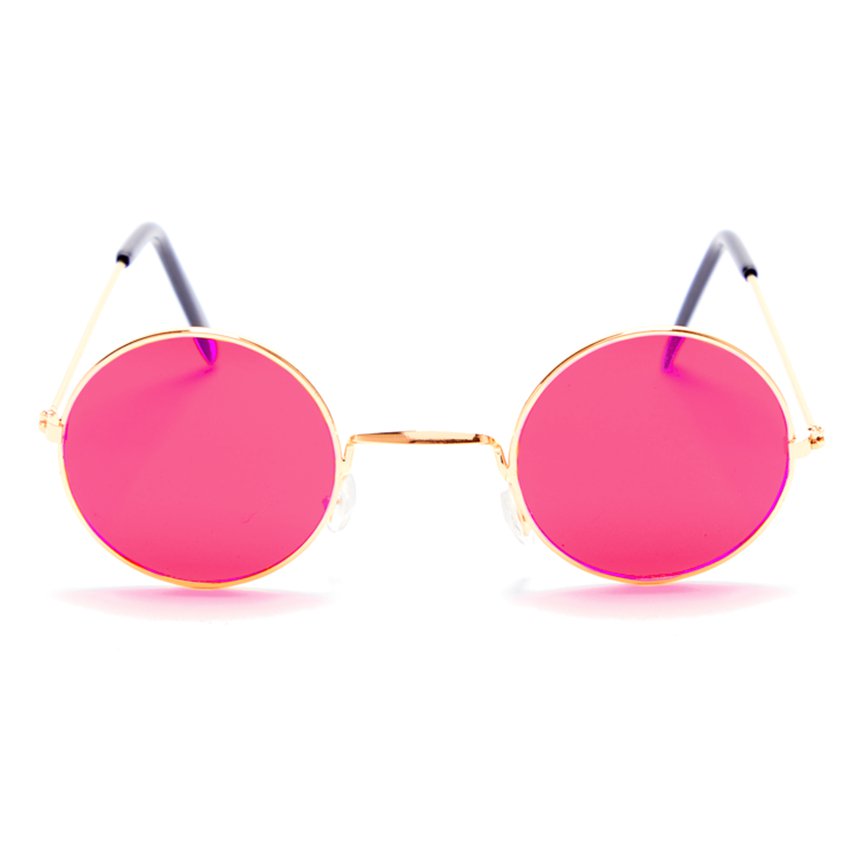 Round Pink Glasses -Unisex 70s Fancy Dress Accessories front