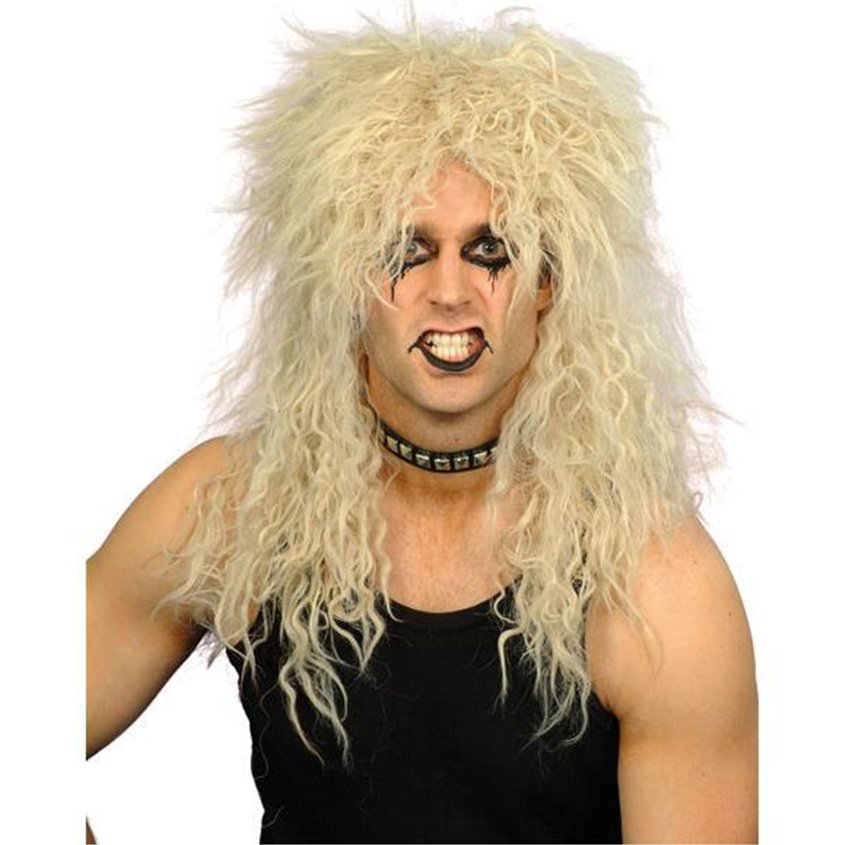 80's Blonde Rocker Wig - Men's Fancy Dress Accessories front