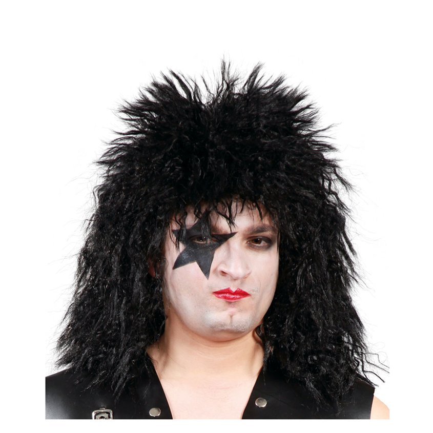 Black Rock Star Wig  - Adult Fancy Dress Accessory  front