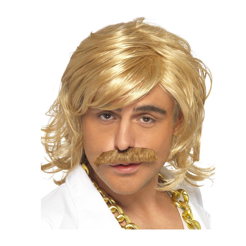 Game Show Host Moustache &amp; Wig Kit - Ginger - Adults Fancy Dress Wigs pla