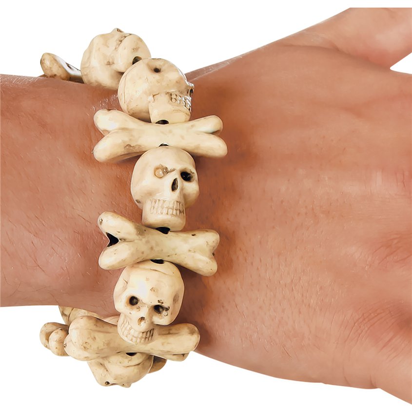 Skull Bones Bracelet  - Pirate Fancy Dress Costume Accessories front