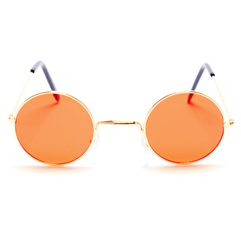 Round Orange Glasses - Unisex 70s Fancy Dress Accessories front