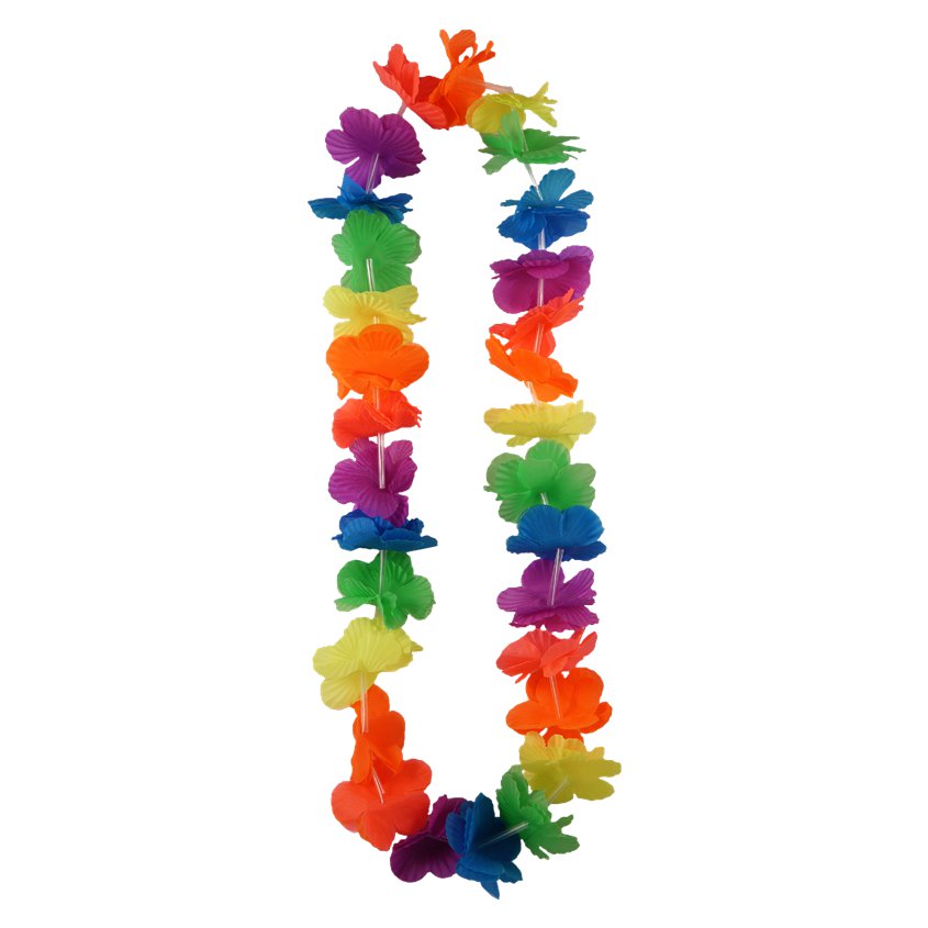 Multi Neon Rainbow Lei - 100cm - Flower Garland front