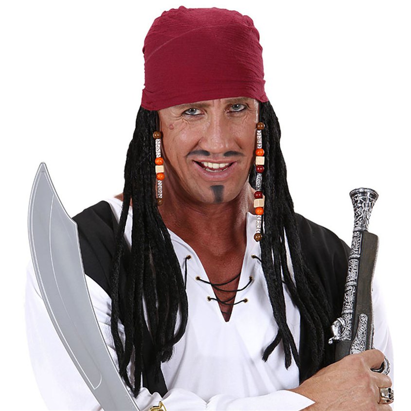 Pirate Dreadlocks with Bandana - Adults Pirate Fancy Dress Accessories front