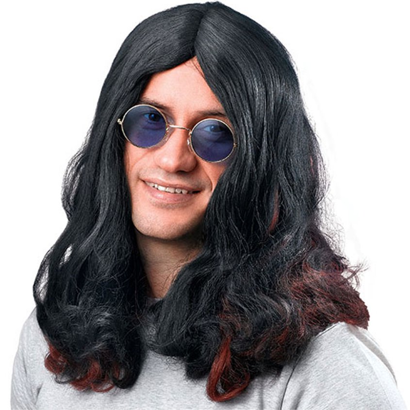 Ozzy Osbourne Black Wig - 80's Wigs - Men's Fancy Dress Accessories front