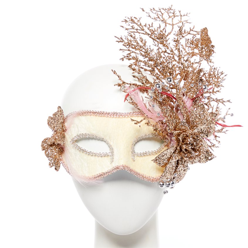 Rose Gold Floral Masquerade Mask- Women Venetian Mask front