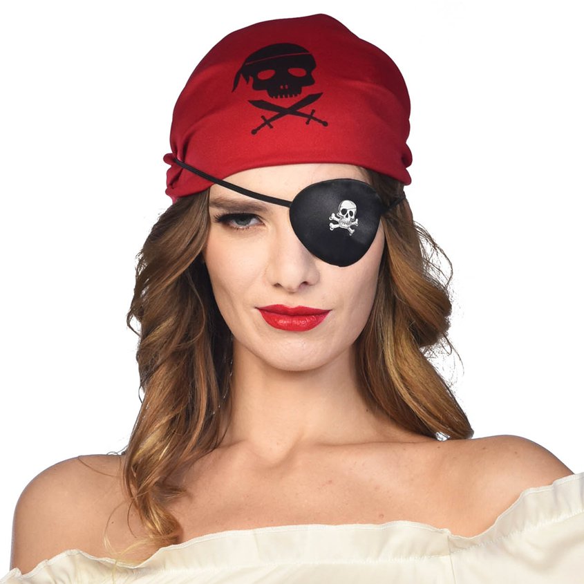 Skull &amp; Cross bone Eyepatch - Unisex Pirate Fancy Dress Accessories front