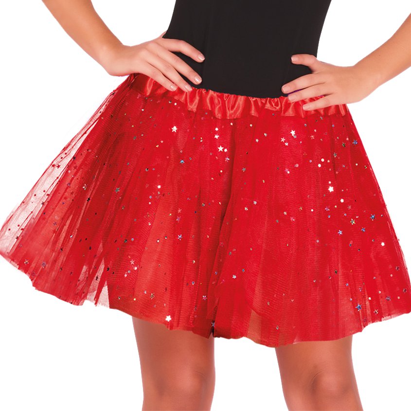 Red Glitter Tutu - Womens Halloween Fancy Dress Costume Accessories - Adult One Size front