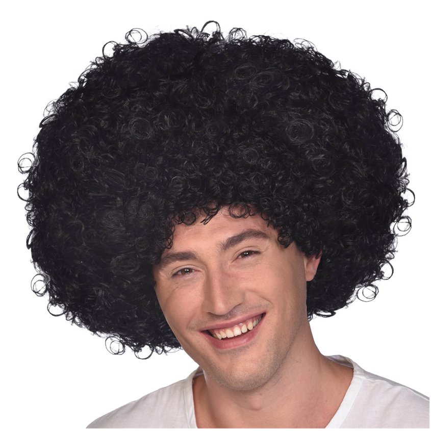 Black Afro Wig- Unisex 70s Fancy Dress Accessories front