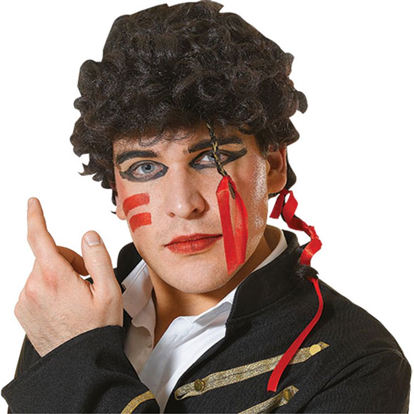 Adam Ant Black 80's Wig - Men's Fancy Dress Accessories front