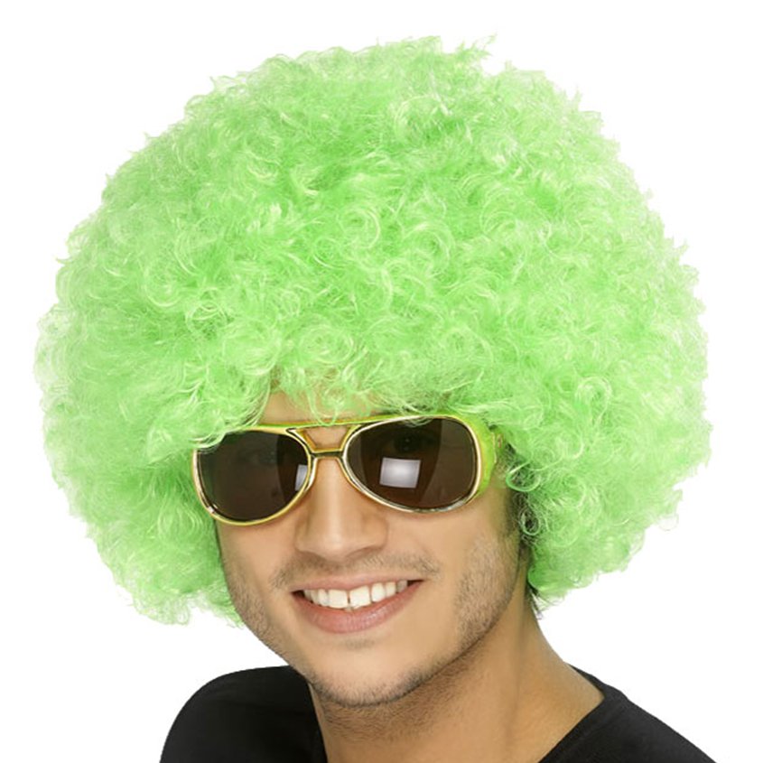 Green Afro Wig - Unisex Clown Fancy Dress Accessories front