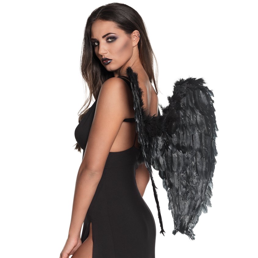 Fallen Angel Black Wings - 65cm - Halloween Fancy Dress Costume Accessories front