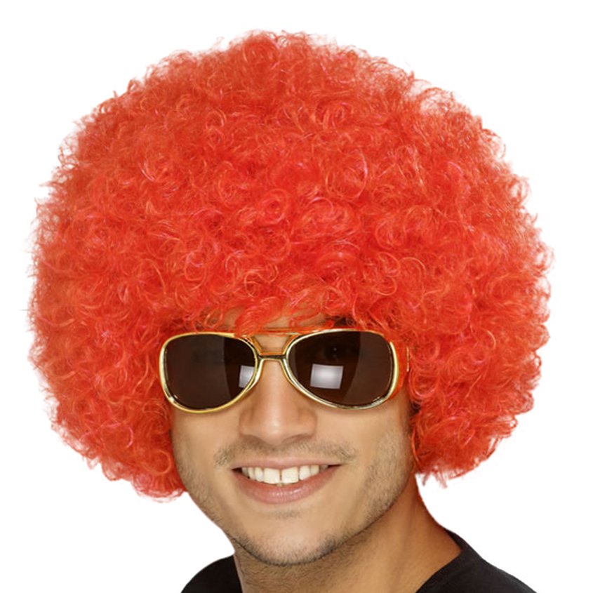 Red Afro Wig - Unisex Clown Fancy Dress Accessories front