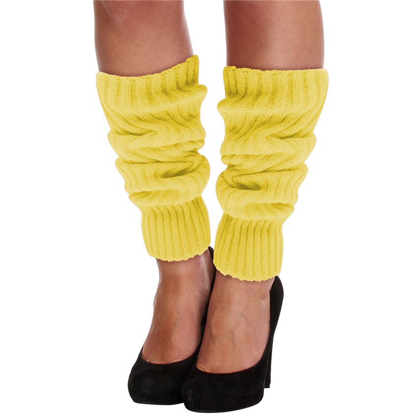 Yellow Leg Warmers  - Womens 80's Fancy Dress Accessories front