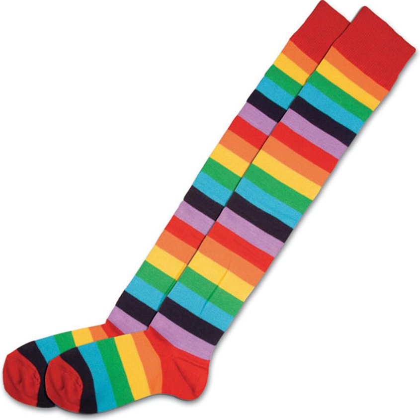 Rainbow Striped Socks - Adult Circus Fancy Dress Accessories front