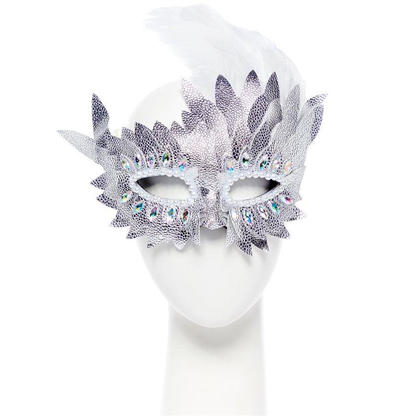 Silver Layered Masquerade Mask- Women Venetian Mask front