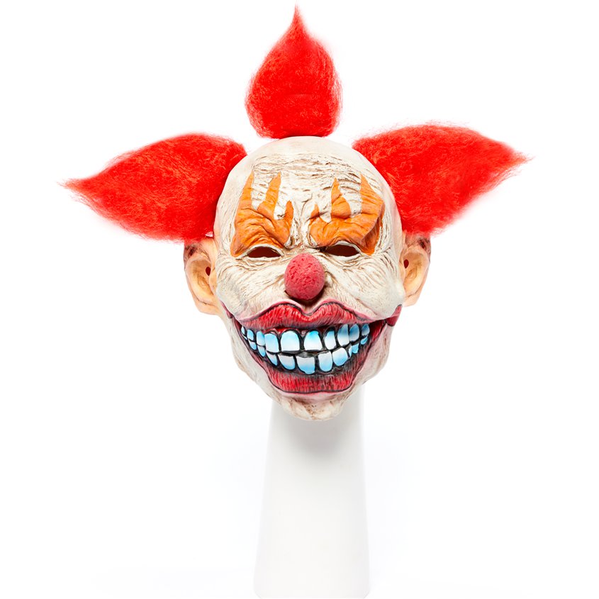 Latex Clown Mask with Hair - Halloween Fancy Dress Accessories front