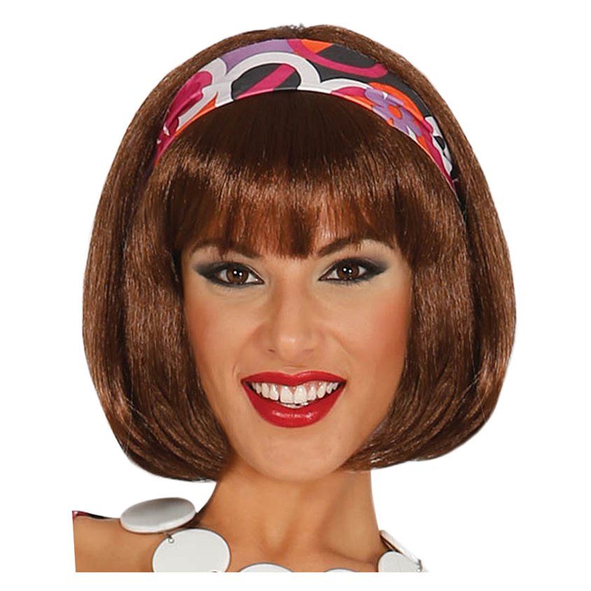 60s Short Brown Wig front