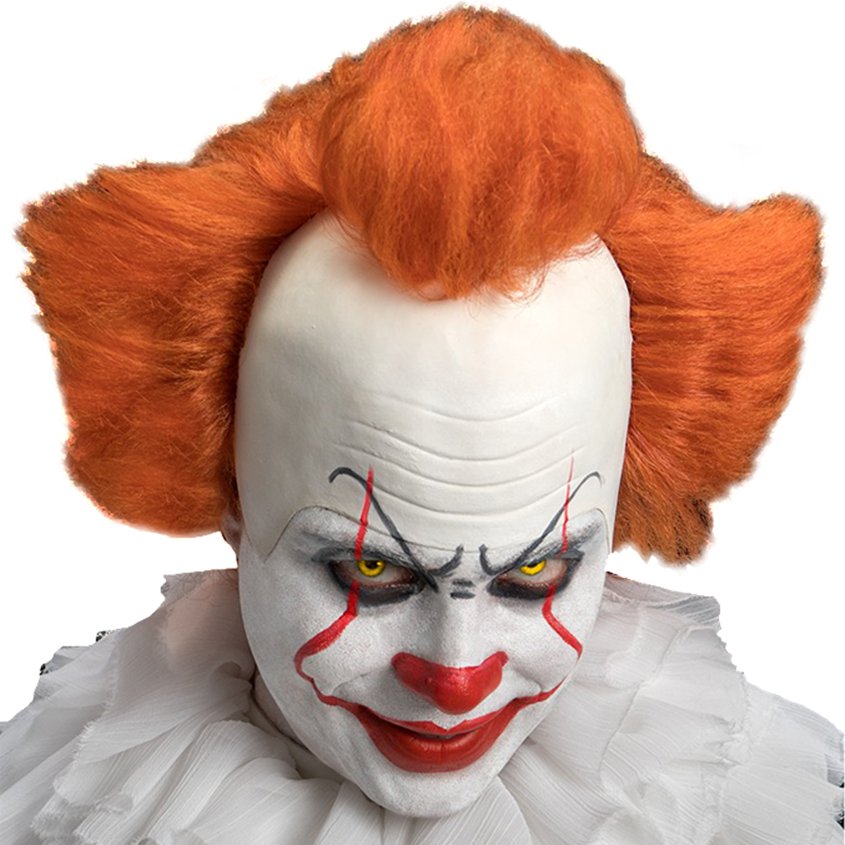 Evil Pennywise Clown Wig with Latex Forehead -   Halloween Masks front