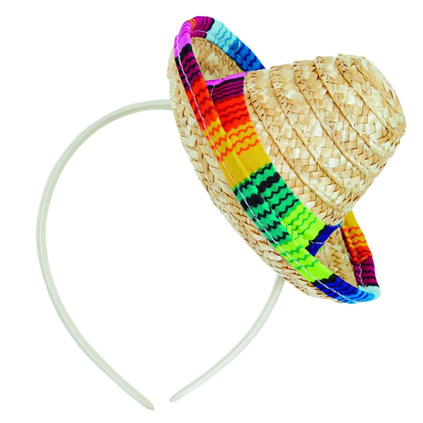 Mini Mexican Sombrero Headband - Womens Mexican Fancy Dress Accessories front