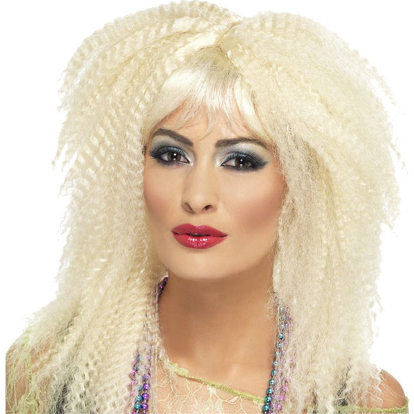 Crimped Wig - Blonde 80's Wig - Women's Fancy Dress Accessories front