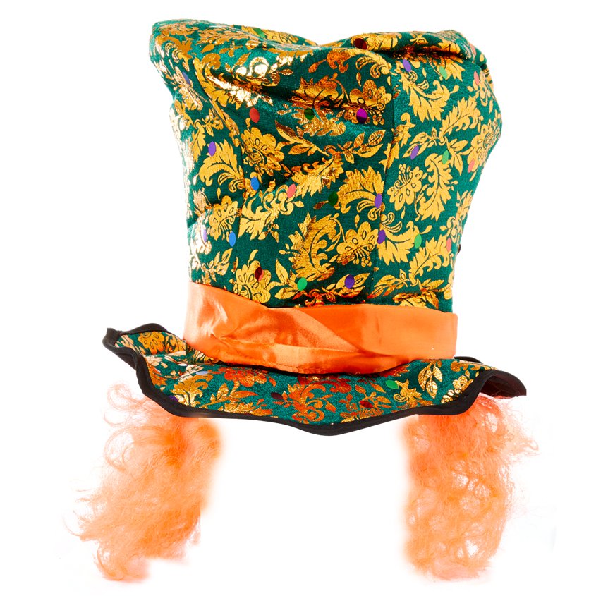 Mad Hatter Top hat With Attached Hair- Fancy Dress Hats front