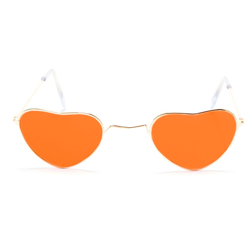 Orange Heart Glasses- Womens 60s Fancy Dress Accessories front