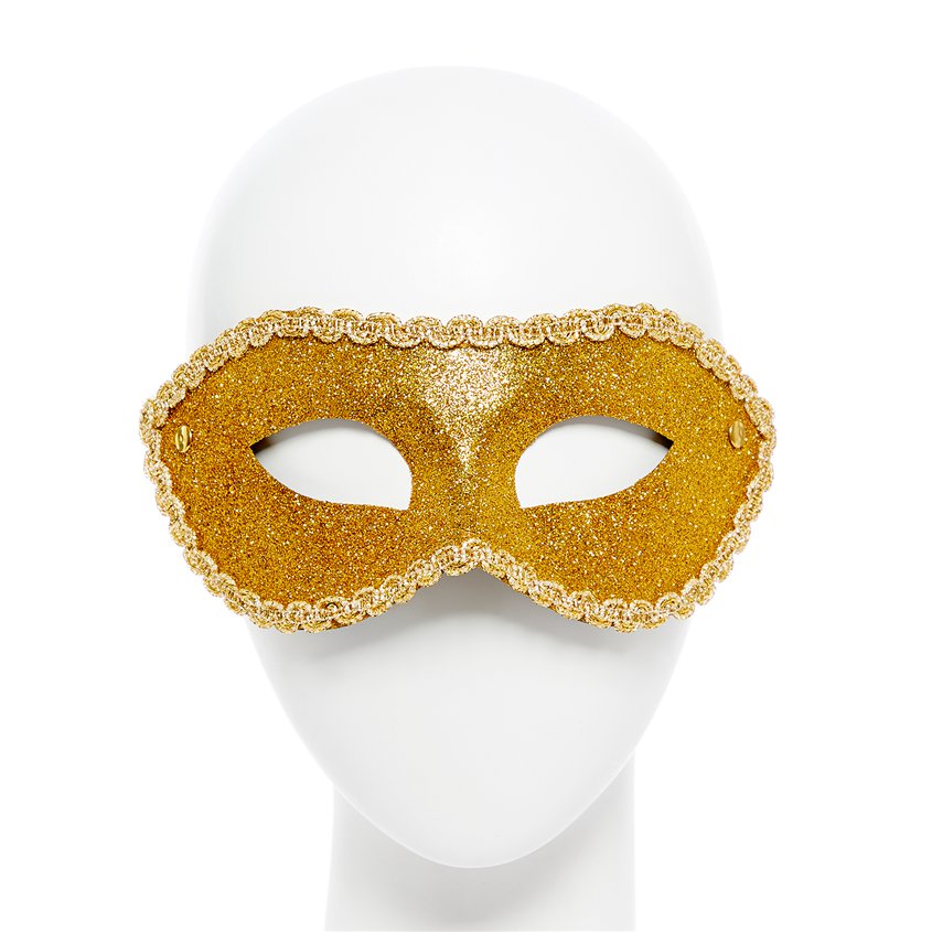 Gold Glitter Masquerade Mask for women - Venetian Masks front