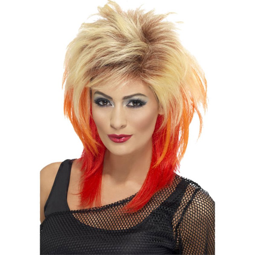 Mullet - Blonde &amp; Red 80's Wig - Women's Fancy Dress Accessories front