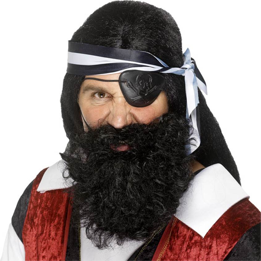 Pirate Black Beard  - Men's Pirate Fancy Dress Costume Accessories front