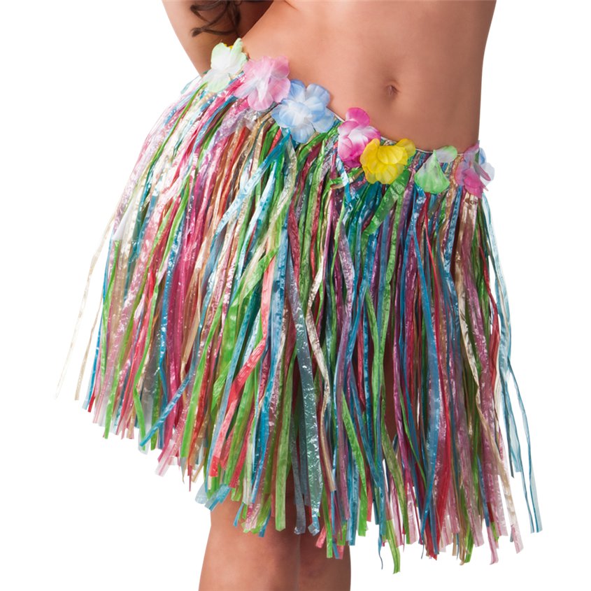 Multicoloured Hawaiian Grass Skirt - Summer Fancy Dress Accessories front