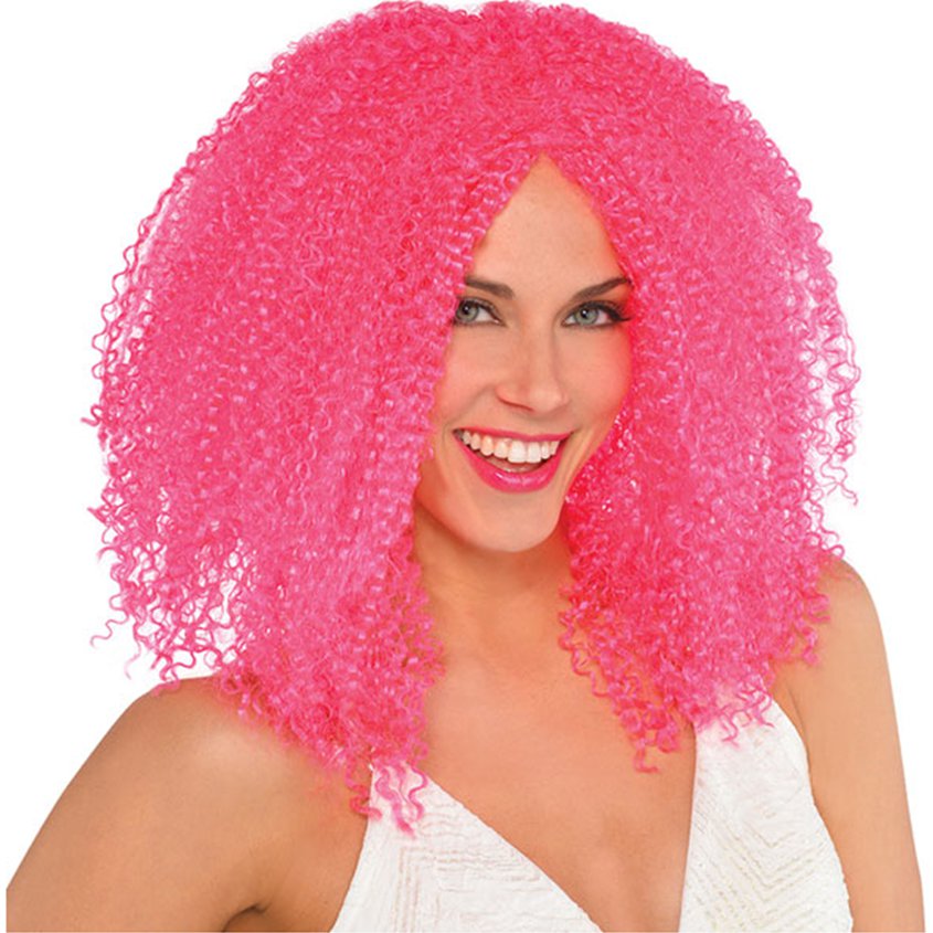 Pink Crimped Clown Wig - Women's Halloween Wig front