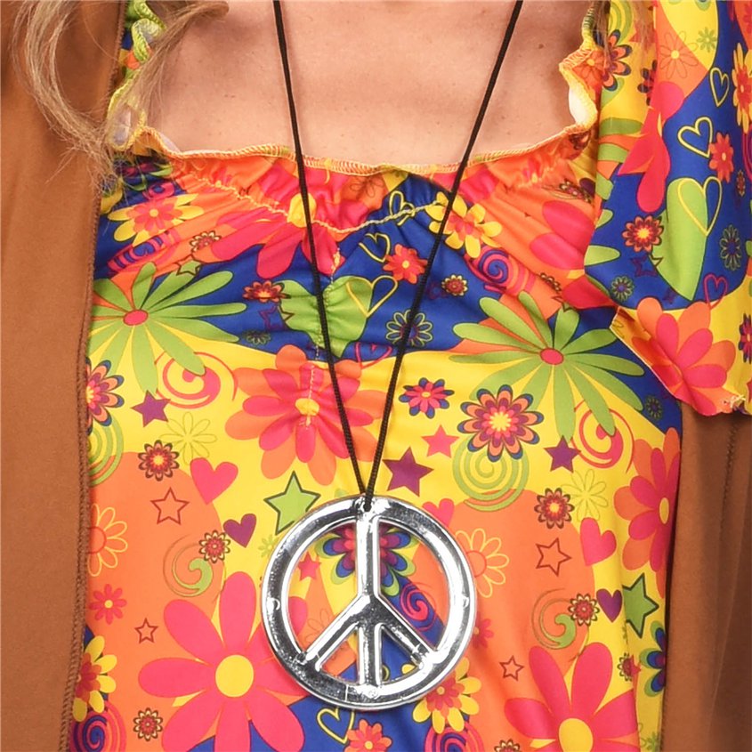 Peace Sign Necklace- Unisex 60s Fancy Dress Accessories front