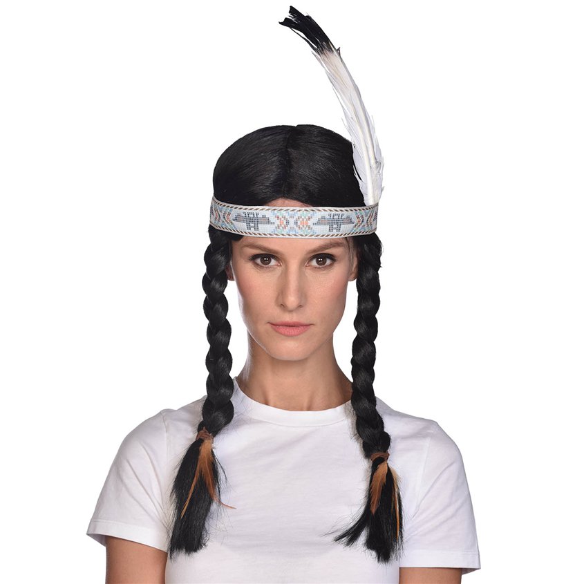 Wild West Wig- Womens Pocahontas Fancy Dress Accessories front